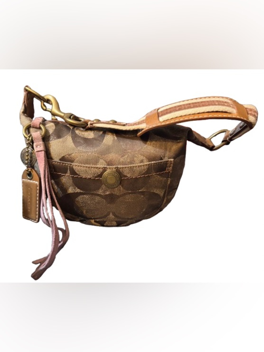 Coach Signature Hobo Shoulder Bag in Bronze Brown - Picture 11 of 13